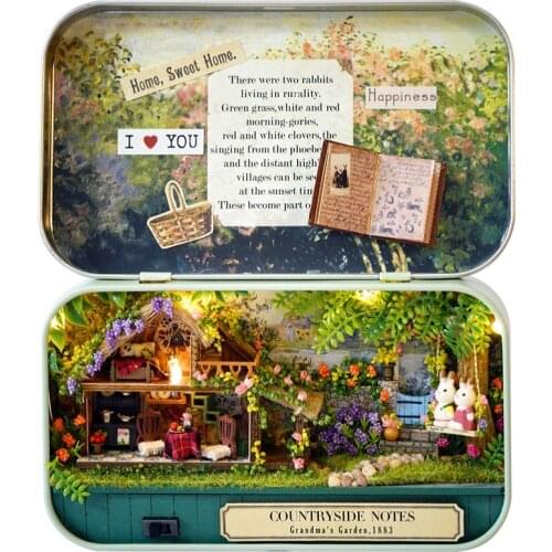 Box Theatre Dollhouse Countryside Notes In A Happy Corner Kits Handmade Craft Creative Wooden DIY 3D Doll House Furnitures Gift