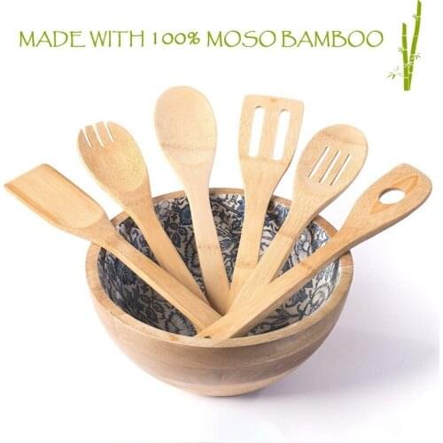 Wooden Utensil Set Cooking Bamboo Slotted Spatula Spoon Mixing Holder Cooking Utensils Dinner Food Wok Shovels Kitchen Supplies