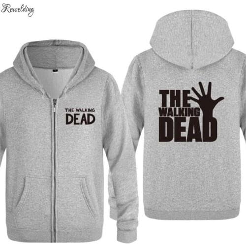 Mens Hoodie THE WALKING DEAD Printed Hoodies Men Skate Fleece Long Sleeve Zipper Jacket Coat Hip Hop Mens Sweatshirt Oversized