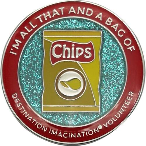 Enameled Metal Challenge Coin with Glitter and Epoxy