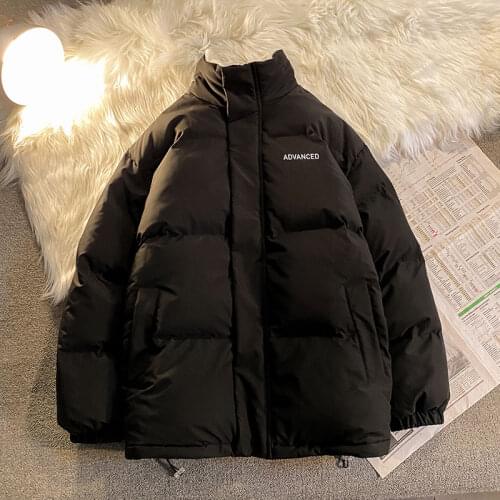 Fleece Thicken Letter Graphic Men&Women Winter Coat Unisex Oversize Parkas Korean Coat Warm Casual Jackets for Men and Women