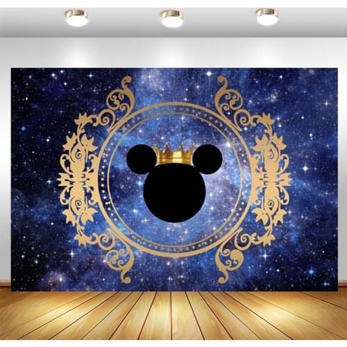 Custom Mouse Backdrop Starry Sky Baby Shower Boys Happy Birthday Party Photo Background Photocall Prop Decoration Banner