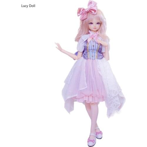 Fortune days 1/4 bjd doll 45cm pink hair candy dress with bows white shoes combination MMGIRL BJD DOLL