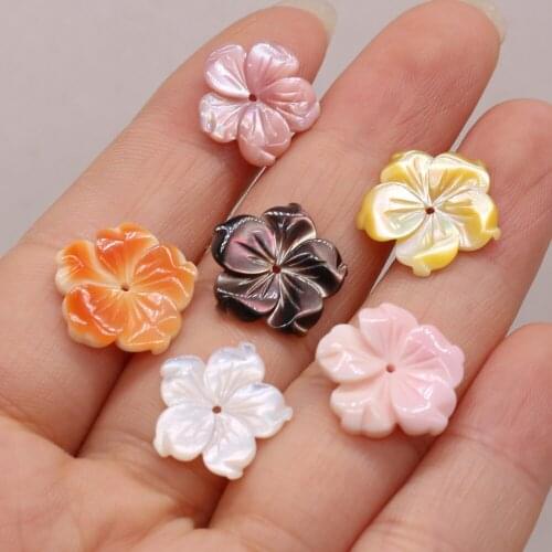 Natural Shell Pendant Five Petal Flower Shape 15x15mm DIY for Jewelry Making End Beads Necklaces Accessories Gift for Women