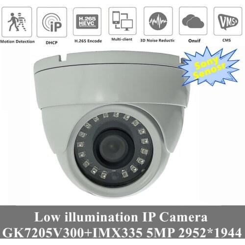 5MP IP Metal Ceiling Dome Camera 3516EV300+Sony IMX335 Low illumination H.265 2592*1944 IRC ONVIF Motion Detection Radiator P2P