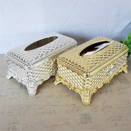 Metal Texture Plating Tissue Box Furniture Living Room Decoration Diamond Tissue Box