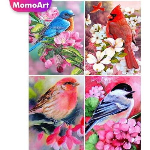 MomoArt 5D Diamond Painting Bird Cross Stitch Diamond Mosaic Flower Full Drill Square Embroidery Animal Rhinestones Home Decor