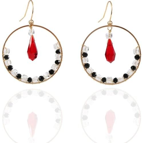 LANFLORA new Crystal earrings handmade women earrings Classic circular colorful earrings for girlfriend birthday gift