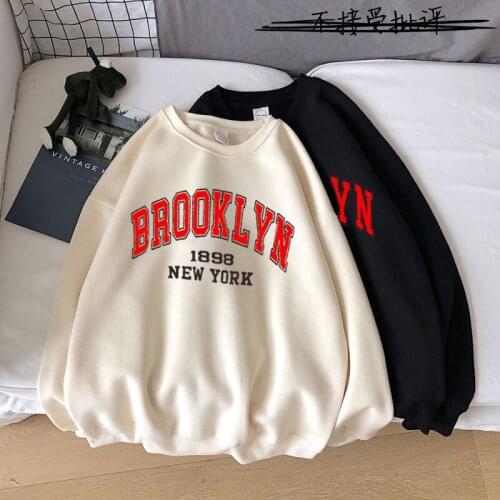 Y2NEW Sweatshirts velvet winter Womens Brooklyn Letter printing Hooded Female 2021 Cotton Thicken Warm Hoodies Lady Autumn Tops