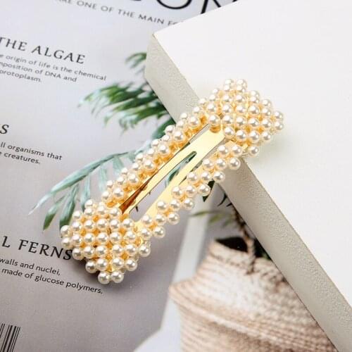 Bulk Price Gold Color Imitation Pearl Barrettes Hairwear Trendy Women Hairwear Fashion Jewelry