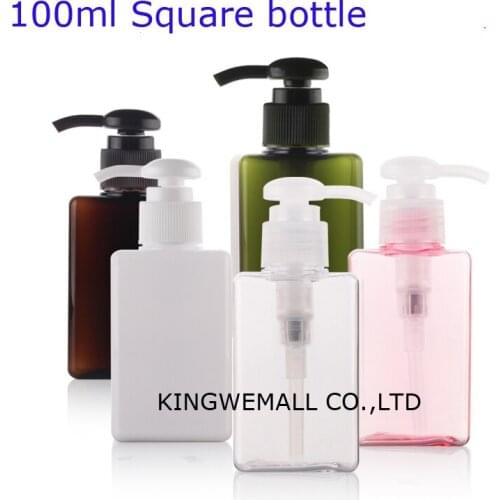 Wholesale 100ml 300pcs High Quality ,Square PET plastic refillable bottle for cream ,lotion pump container