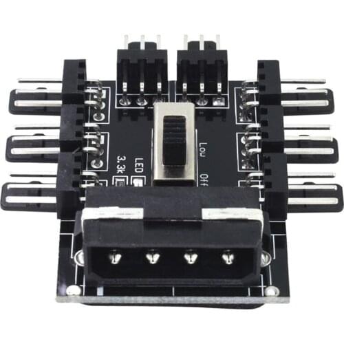 PC 1 to 8 4Pin Molex Cooler Cooling Fan Hub Splitter Cable PWM 3Pin Power Supply Speed Controller Adapter For PC Mining
