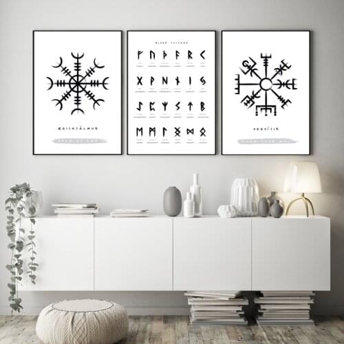 RUNES Posters and Prints Viking Scandinavian Old Norse Elder Futhark Runes Wall Art Pictures Canvas Painting Living Room Decor