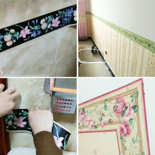 Self-adhesive waterproof 3D wall sticker kitchen bathroom skirting waist line wallpaper border removable sticker decoration