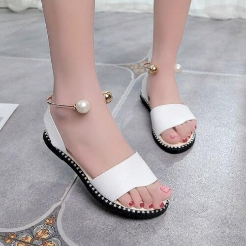 2020Summer Women Sandals Slip On Peep Toe Slingback Shoes Rome Ladies Solid Metal Decoration Casual Female Fashion Footwear