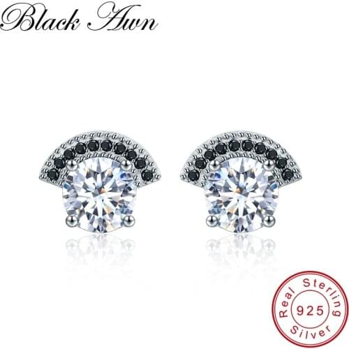 Silver Earrings Genuine 925 Sterling Silver Fine Jewelry Trendy Wedding Stud Earrings for Women Female Earring I026