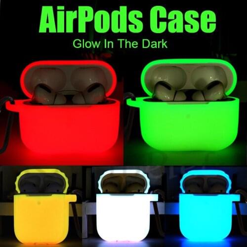Silicone AirPods Pro Case For Apple AirPods 2 3 Earphone Accessories Fluorescent Red Blue Cover With Hook Support Dropshipping