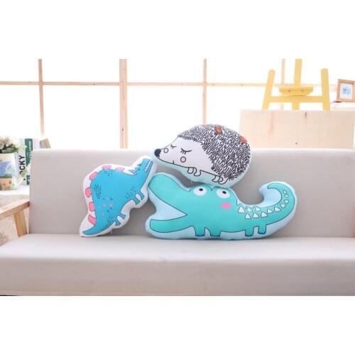 Cute plush 3d simulation printing Hedgehog Elephant Crocodile Animal Giraffe Alpaca Dinosaur Favorite Pillow christmas gift