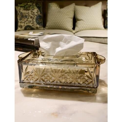 Glass Living Room Gold Tissue Boxes Dining Case Home Storage Napkins Dispenser Tissue Boxes Luxury Box Boite Mouchoir Home Decor
