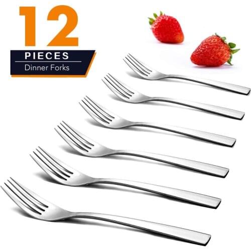 8 Inches 12PCS Stainless Steel Dinner Forks Cutlery Set Mirror Polished Dessert Fork Flatware Modern for Hotel Party Home