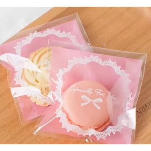 Wedding gift bag 100pcs Plastic Cookie Packaging Bags Snack Bag Wedding Pastry Cake Candy Macaron Packaging Bag 10cm*10cm