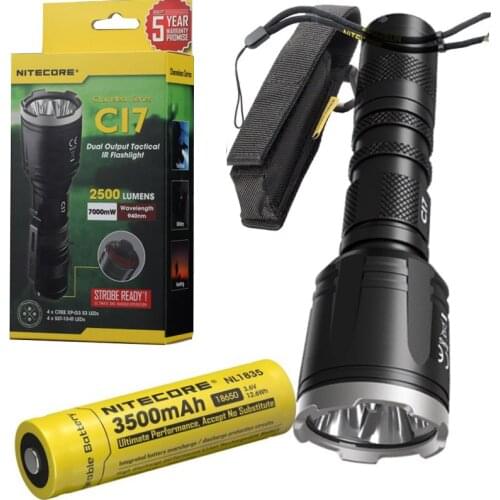 Nitecore CI7 Tactical Flashlight CREE XP-G3 S3 + SST-10-IR 940nm IR LED Flashlight by 18650 Battery for Hunting Outdoor Camping