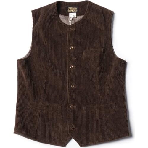 Bronson 1910s French Workwear Corduroy Vest Vintage Hunting Field Waistcoat Cords