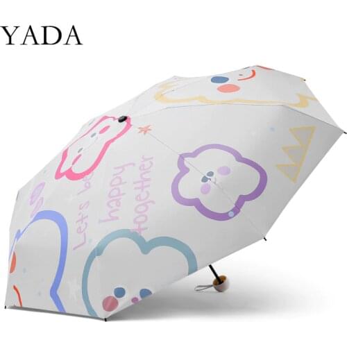 YADA Ins Fashion Lovely Cloud Pattern Light Mini Small Umbrella Five Pocket Folding Umbrella For Women Girl UV Umbrella YD200224