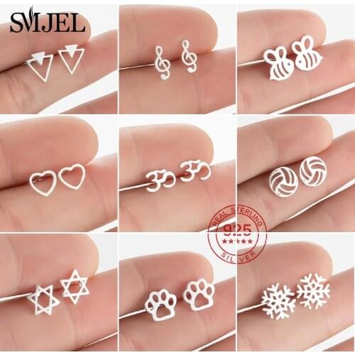 New Trend 925 Sterling Silver Women Earrings Personality OM Symbol Earring Cute Heart Volleyball Dog Paw Earings Korean Jewelry