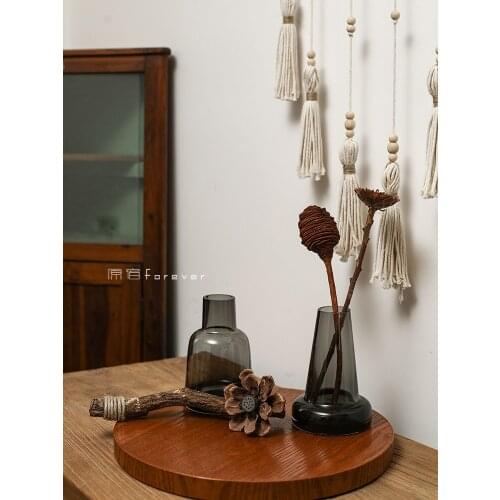 1pcs Nordic Simple Dried Flower Vase Home Living Room Table Decoration Glass Bottle Gray High-Grade Grow in Water Flower