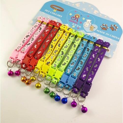 144 pcs/lot Adjustable Cute Dog Cat Collar Cat Pet Bow Tie With Bell Necktie Cute Collar Free Shipping
