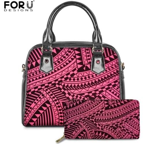 FORUDESIGNS Women Handbags 2Set/Pcs Tote Bags Purse Cool Samoan Print Brand African Tribal Cross body Bags Female Shoulder Bags