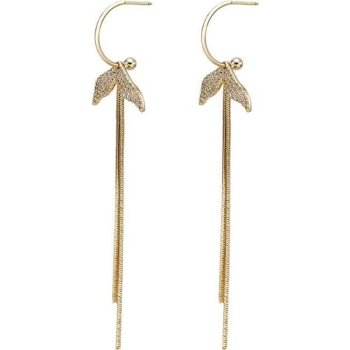 2021 Fashion Women Fishtail Dangle Earrings Rhinestone Drop Earrings Long Chain Earrings for Women Jewelry Gifts