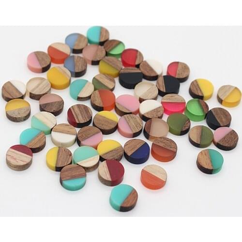 5pcs Mixed Color 10mm Small Mini Wood Resin Flatback Cabochon Bead Cute Hairpin Crafts Mold Embellishment Jewelry Make