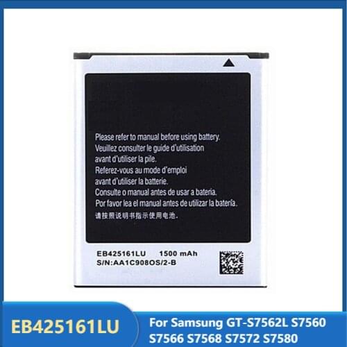 Original Replacement Phone Battery EB425161LU For Samsung GT-S7562L S7560 S7566 S7568 S7572 S7580 Rechargable Battery 1500mAh