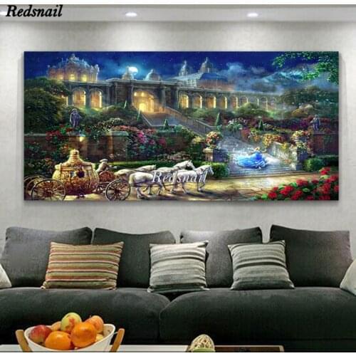 Large dream castle carriage 5D Diy Diamond Painting princess Diamond Embroidery Full Drill mosaic Wall Art Romantic EE1203