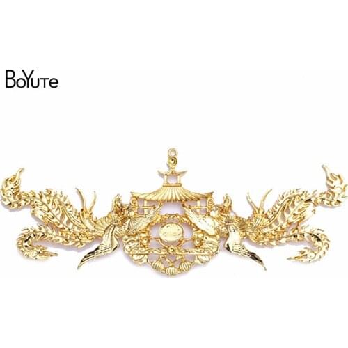 BoYuTe (2 Pieces/Lot) Factory Direct Wholesale Retro DIY Hair Jewelry Accessories Metal Alloy 57.5*154MM Phoenix Findings