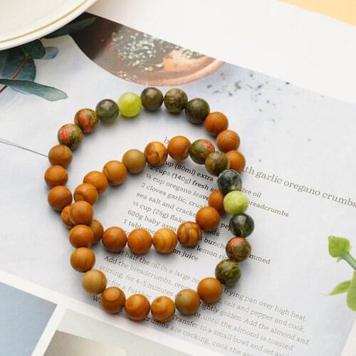8mm Healing Chakra Color Beaded Bracelet Wood Grain Stone Beaded Bracelet Anxiety Crystal Natural Stone Stress Relief Yoga