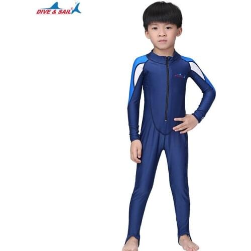 Kids Swimsuit, Boys and Girls Full Body Sunsuit, UPF50+ Rash Guard Wetsuit, One Piece Full Cover Swimwear with Front Zip
