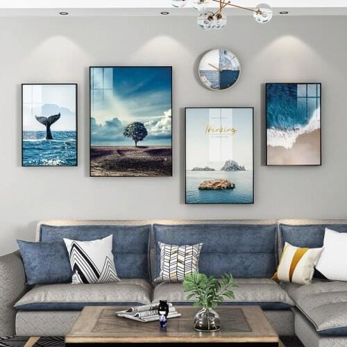 Whale Decoration Blue Ocean Posters Desert Tree Canvas Painting Prints Modern Wall Art Picture for Living Room Home Decoration