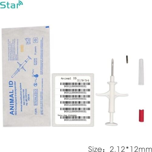 50pcs 2*12mm RFID Injector Animal Id Injectable Microchip Syringe for sheep snake management vet supplies