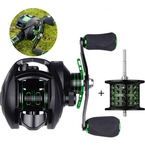 Baitcasting Reel 8.1:1 12+1BB Bass Fishing Reel with Shallow Spool 8KG/18LB Max Drag Left Right Hand Reel Reinforced Nylon