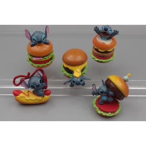 10piece 3.5cm classical Lilo and Stitch the cute hamburger stitch figures toys Lovely cartoon hamburger stitch model toys