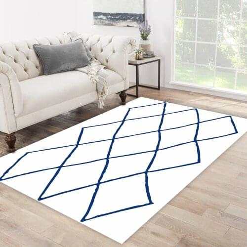 White color blue color shape line quadrangle patterned carpet modern carpet rug free shipping soft textured carpet
