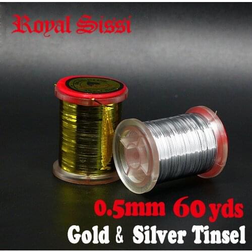 Royal Sissi 2spools gold silver flat mylar tinsel small size 0.5mm width flat flash tinsel fly tying material for classic flies
