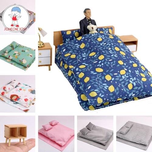 1/12 Scene Ornaments Mini bedding set Model bed for 6" TBLeague PHicen Female Male soldier figure Body DIY dolls accessory