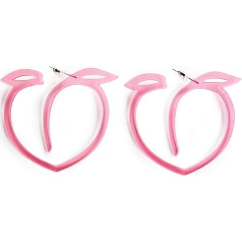 Trendy Cute Transparent Acrylic Pink Peach Heart Hoop Earrings For Women Hollow out Hoops Earrings Fashion Jewelry E19143