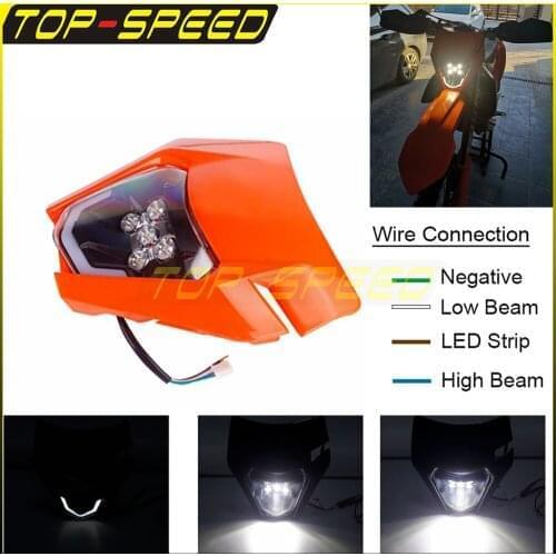 Motorcycle Motocross Supermoto Racing LED Headlight High Low Beam for exc xcf sxf smr Six Days 530 690 300EXC 350EXC-F Lamp Mask