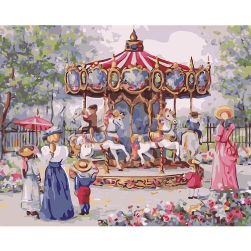 Playground trojan DIY Oil Painting By Numbers Wall Art Acrylic Oil Canvas Paintings Home Decor For Living Room