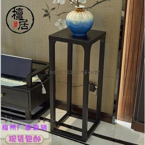 Solid wood new Chinese flower stand simple modern living room balcony decoration bonsai stand flower a few sides and a few Zen c